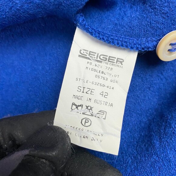 Geiger Cardigan Sweater Jacket Women's 42 Blue Wool Buttons Collection Austria - Picture 8 of 16